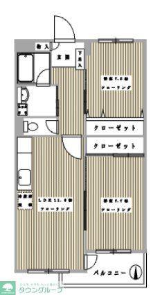 ベルビュー湘南(2LDK/1階)の間取り写真