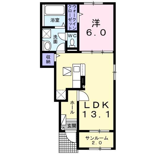 ラ・ファルファーラII(1LDK/1階)の間取り写真