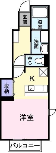 ソレイユ(1K/1階)の間取り写真