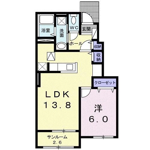 エスペシャリー(1LDK/1階)の間取り写真