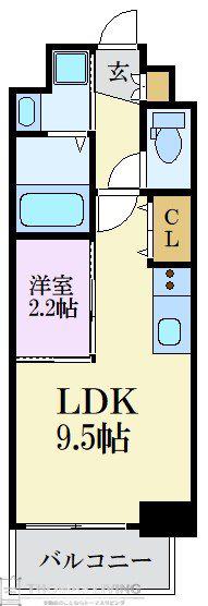 ライフプラン赤坂(1LDK/8階)の間取り写真