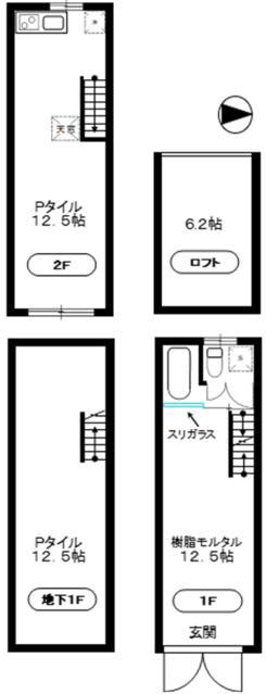 グラウンドIV桜木町(1SLDK/1階)の間取り写真