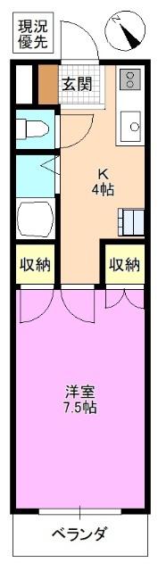 クリエすがの(1K/1階)の間取り写真