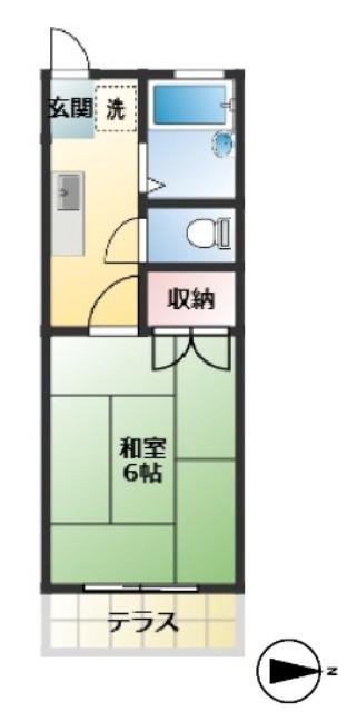 三和ハイツ(1K/1階)の間取り写真