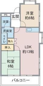 児玉ビル(2LDK/2階)の間取り写真