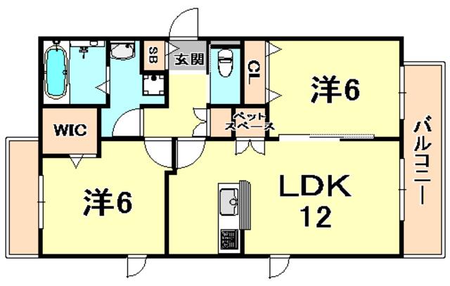 メゾンティーグル神垣(2LDK/2階)の間取り写真