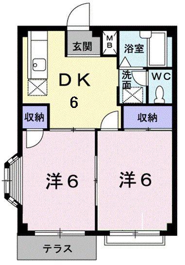 エルデム銀(2DK/1階)の間取り写真