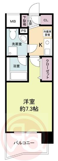 WILLDO市岡(1K/2階)の間取り写真