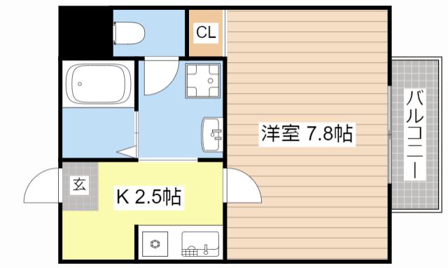 ベストール列見(1K/2階)の間取り写真
