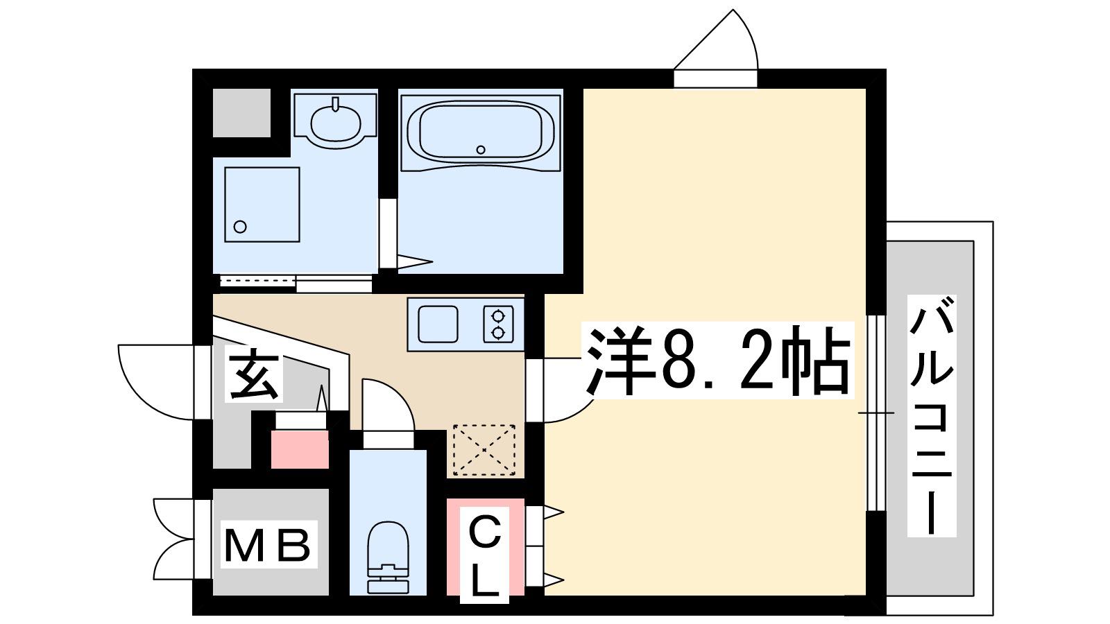 グレース108(1K/4階)の間取り写真