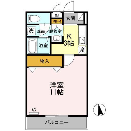 オードピュール(1K/2階)の間取り写真