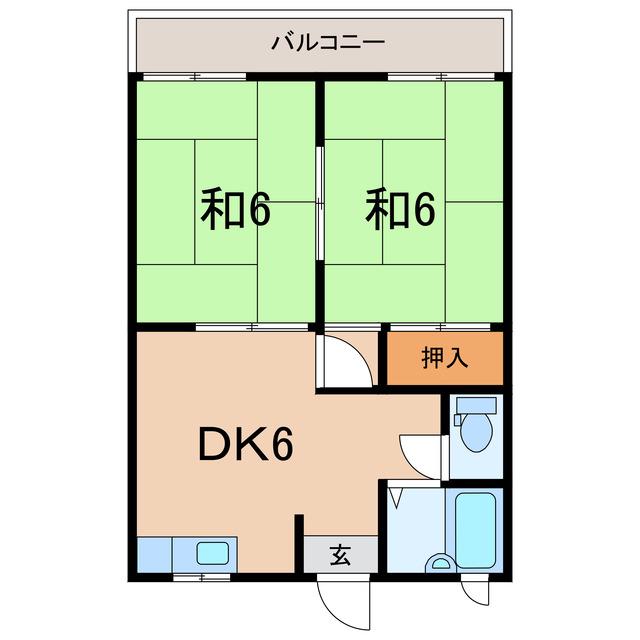 メゾン外並田III(2DK/2階)の間取り写真