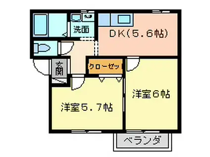 クラブ・ボヌール(2DK/1階)の間取り写真