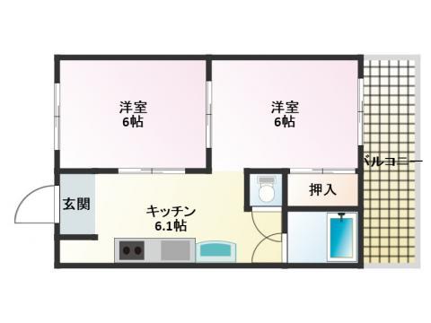 メゾン神戸県庁前(2DK/3階)の間取り写真