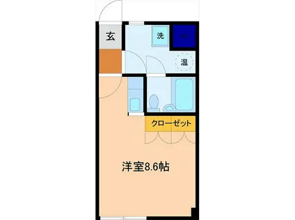 YUMIハイツ(ワンルーム/1階)の間取り写真