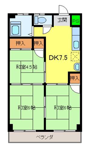 伊藤コーポ(3DK/4階)の間取り写真