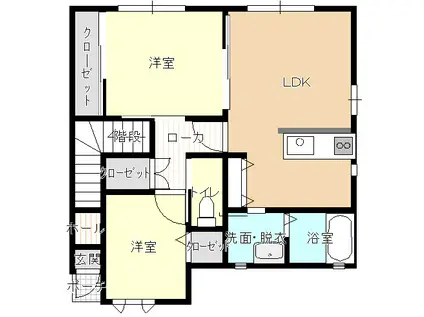 フラットK(2LDK/2階)の間取り写真