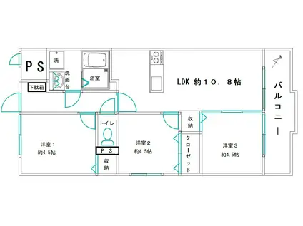 エイトハイツ(3DK/4階)の間取り写真