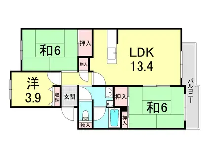 シティハイツ狩口(3LDK/4階)の間取り写真