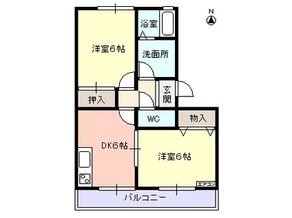 ユーオーディア(2DK/3階)の間取り写真