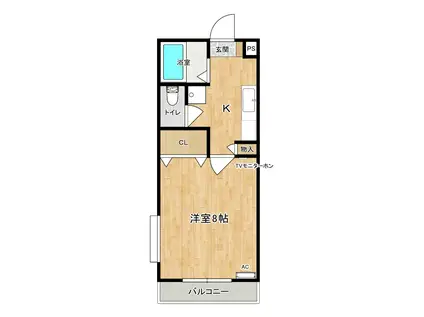 ヒルトップ宝石台(1K/1階)の間取り写真