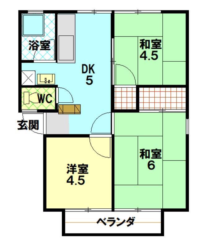 西グリーンハイツA(3K/2階)の間取り写真