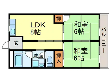 コーポ・コスモ(2LDK/2階)の間取り写真