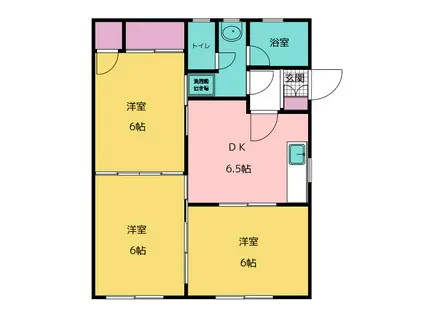 コーポ潤井川A(3DK/1階)の間取り写真