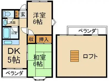 野村マンション(2DK/2階)の間取り写真