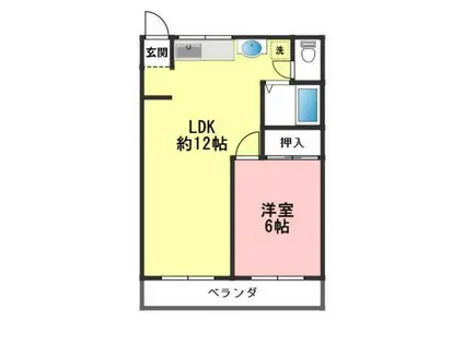 多恵第2ビル(1LDK/2階)の間取り写真