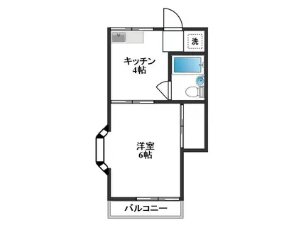 クローバーコート(1DK/2階)の間取り写真