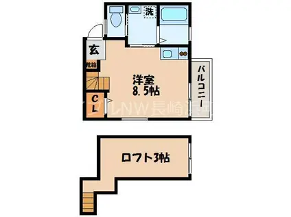 アメニティ東小島I(ワンルーム/2階)の間取り写真