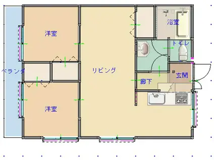 フレシール若草(2LDK/2階)の間取り写真