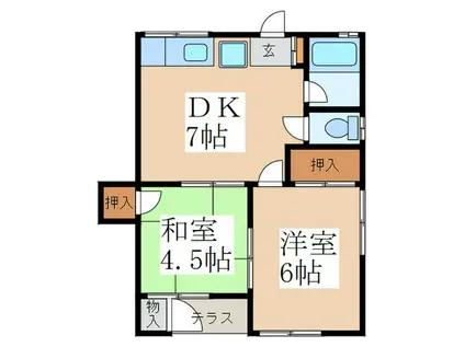 第二小川ハイツ(2DK/1階)の間取り写真
