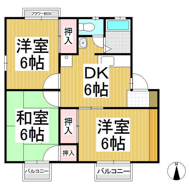 塩入ハイツ(3DK/1階)の間取り写真