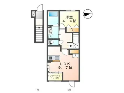 向山町 A棟 1K/1LDK(1LDK/2階)の間取り写真