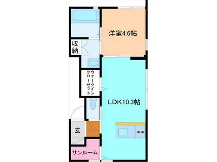 LIVALL(1LDK/2階)の間取り写真