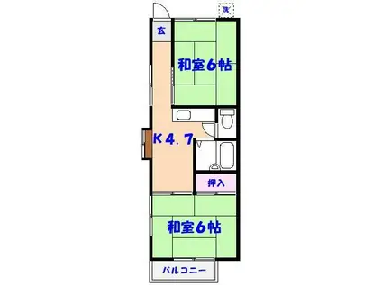 平田ハウス(2K/2階)の間取り写真