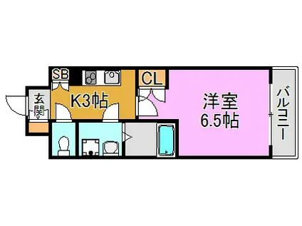 CASSIA高井田 ノース COURT(1K/9階)の間取り写真