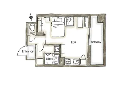 きサービスアパートメント(ワンルーム/9階)の間取り写真