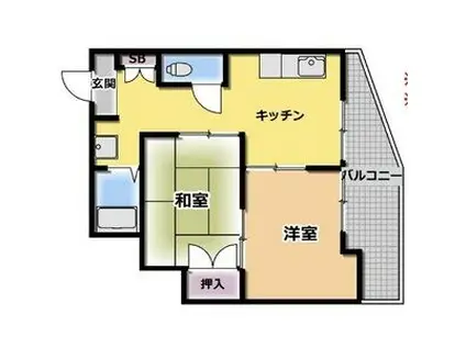 ライフピアモア六甲(2DK/4階)の間取り写真