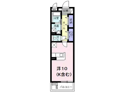 ルクレイル西桜(ワンルーム/4階)の間取り写真