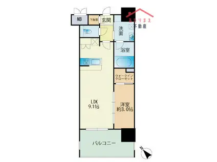 サニークレスト東比恵II(1LDK/4階)の間取り写真