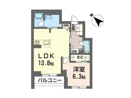 セレーノひかわ(1LDK/1階)の間取り写真