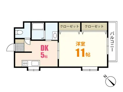 シャトームジカ(1DK/2階)の間取り写真