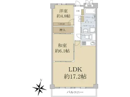 江古田パークハイツ(2LDK/3階)の間取り写真