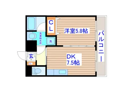 カーサDEシエスタ(1DK/4階)の間取り写真