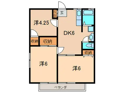 ホワイトクレイン(3DK/1階)の間取り写真