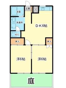 フラッツ東今宿(2DK/1階)の間取り写真