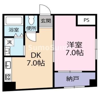 鶯橋マンション(1LDK/3階)の間取り写真